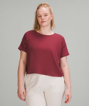 Lululemon Cates Tee Kadın Üstler Bordo | PFOW-79682