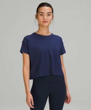 Lululemon Cates Tee Kadın Üstler Night Sea | NUCJ-39104