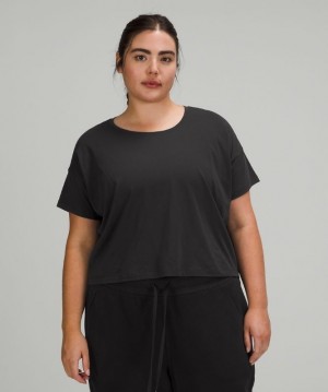Lululemon Cates Tee Kadın Üstler Siyah | HMRI-50987