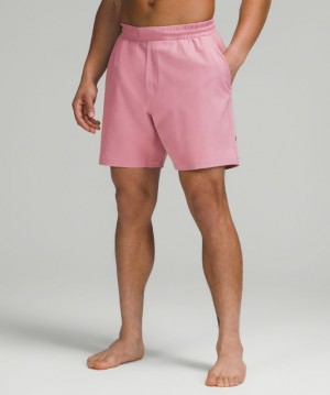 Lululemon Channel Cross Short 7 Erkek Mayo Pembe Gri Kahverengi | DPGT-03698