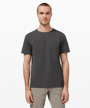 Lululemon Chest Pocket Relaxed Fit T Erkek Üstler Koyu Gri | YXBD-79806