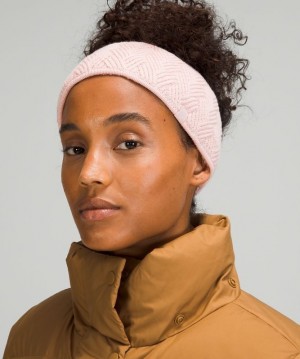 Lululemon Chevron Knit Ear Warmer Accessories Şapkalar Pembe Beyaz | TAHL-23196