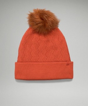 Lululemon Chevron Knit Pom Beanie Accessories Şapkalar Turuncu | QAFH-25780