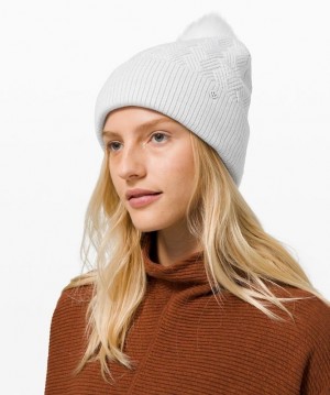 Lululemon Chevron Knit Pom Beanie Accessories Şapkalar Açık Gri | MATG-31586