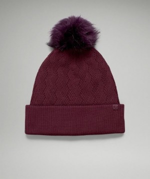 Lululemon Chevron Knit Pom Beanie Accessories Şapkalar Cassis | XHPA-50743