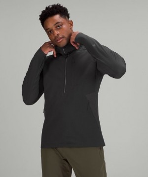 Lululemon Cold Terrain 3/4 Zip Fleece Erkek Kapşonlu Koyu Gri | AFMQ-36542