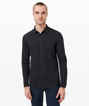 Lululemon Commission Long Sleeve Shirt Erkek Üstler Lacivert Siyah | NZPV-68459