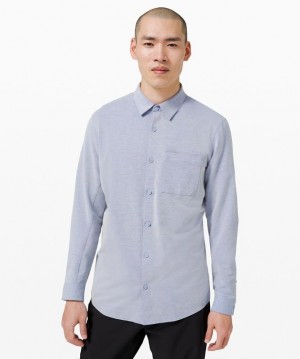 Lululemon Commission Long Sleeve Shirt Erkek Üstler Mavi Beyaz | VSQB-81924