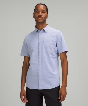 Lululemon Commission Short Sleeve Shirt Erkek Üstler Mavi Beyaz | ZECY-41056