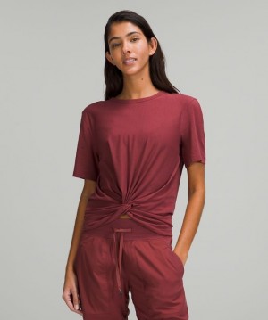 Lululemon Crescent T-Shirt Kadın Üstler Bordo | MCTJ-76253