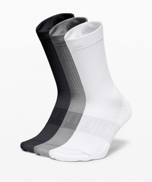 Lululemon Daily Stride Crew Sock 3 Pack Accessories Çorap Beyaz Gri Siyah | HUMI-72895