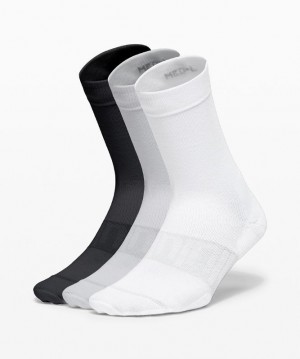 Lululemon Daily Stride Crew Sock 3 Pack Accessories Çorap Beyaz Gri Siyah | EASI-72690