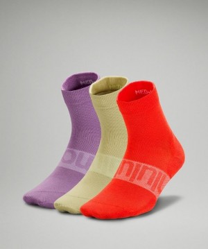 Lululemon Daily Stride Mid Crew Sock 3 Pack Box Set Accessories Çorap Kırmızı Yeşil Mor | QOIT-87520