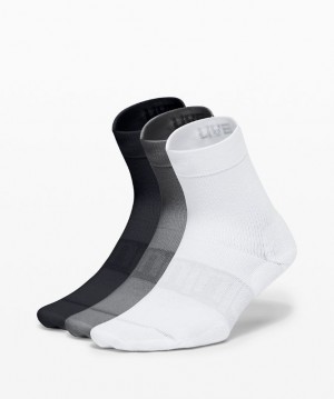 Lululemon Daily Stride Mid Crew Sock 3 Pack Accessories Çorap Beyaz Gri Siyah | TENZ-84160