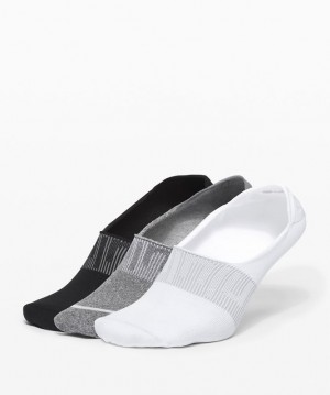 Lululemon Daily Stride No Show Sock 3 Pack Accessories Çorap Beyaz Gri Siyah | YQHJ-04192
