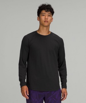 Lululemon Drysense Long Sleeve Erkek Üstler Siyah | ATZG-74106