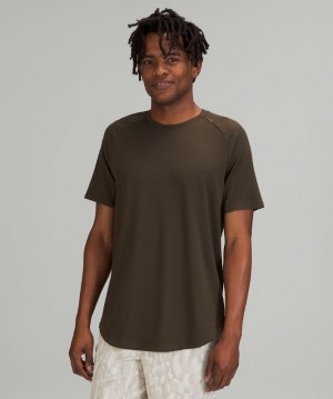 Lululemon Drysense Short Sleeve Erkek Üstler Koyu Zeytin Yeşili | LCNV-39605