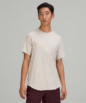 Lululemon Drysense Short Sleeve Erkek Üstler Bej Rengi | UWPO-56789