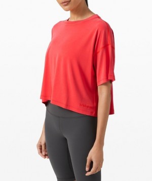 Lululemon Ease of It All Short Sleeve Kadın Üstler Kırmızı | YHRF-42608