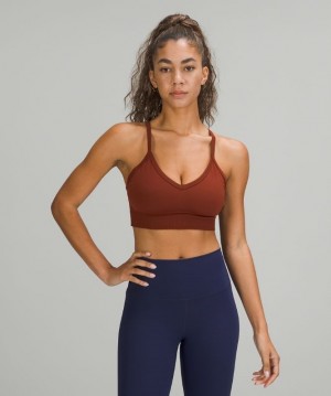 Lululemon Ebb to Street Bra C/D Kadın Spor Sütyeni Kahverengi | XGWL-80697
