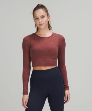 Lululemon Ebb to Street Long Sleeve Shirt Kadın Üstler Kırmızı | ODEX-91524