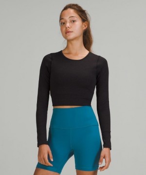 Lululemon Ebb to Street Long Sleeve Shirt Kadın Üstler Siyah | GUQN-34078