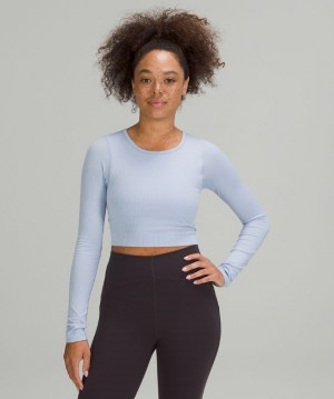 Lululemon Ebb to Street Long Sleeve Shirt Kadın Üstler Mavi Bej Rengi | UAGX-13980