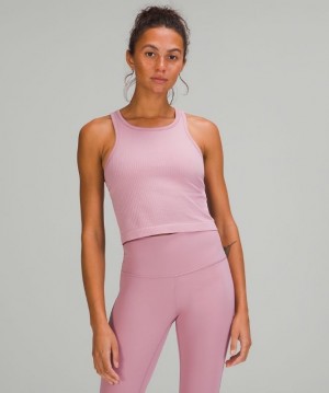 Lululemon Ebb to Street RB Crop Tank Kadın Üstler Pembe Gri Kahverengi | RWMA-39482