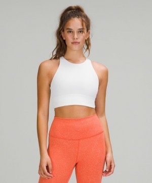 Lululemon Energy Bra High-Neck Longline Medium Support, B Kadın Spor Sütyeni Beyaz | UPDX-31904