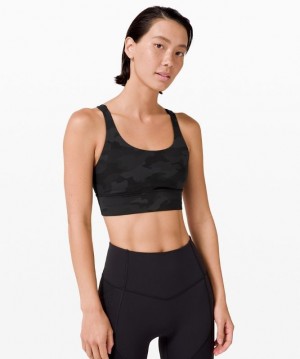 Lululemon Energy Bra Long Line Kadın Spor Sütyeni Camo Siyah Renkli | JBVW-47638