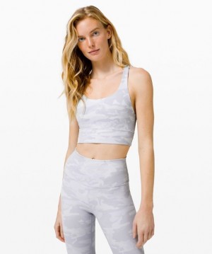 Lululemon Energy Bra Long Line Rib Kadın Spor Sütyeni Camo Beyaz | XDEA-97235