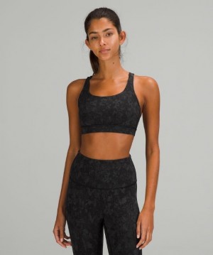 Lululemon Energy Bra Medium Support, B Kadın Spor Sütyeni Camo Siyah Renkli | KUNS-75321