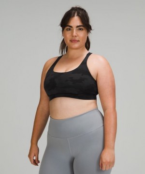 Lululemon Energy Bra Medium Support, B Kadın Spor Sütyeni Camo Siyah Renkli | XISH-87260