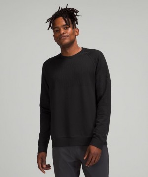 Lululemon Engineered Warmth Long Sleeve Crew Erkek Tişörtü Siyah Siyah | YXZG-01467