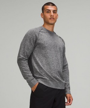 Lululemon Engineered Warmth Long Sleeve Crew Erkek Tişörtü Siyah Beyaz | YMXS-90361