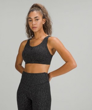 Lululemon Enlite Front-Zip Bra High Support, A Kadın Spor Sütyeni Leopar Camo Siyah Renkli | XJIO-46832
