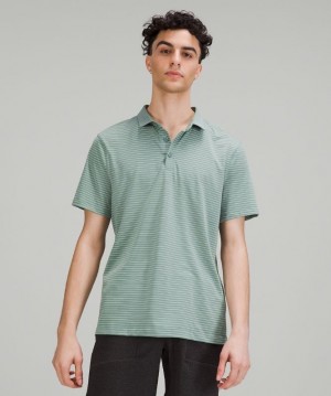 Lululemon Evolution Short Sleeve Polo Shirt Erkek Üstler Çizgili Turkuaz Beyaz | IUZC-67914