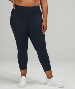 Lululemon Fast and Free HR Crop 23 Non-Reflective Kadın Tayt Lacivert | HKCE-35648