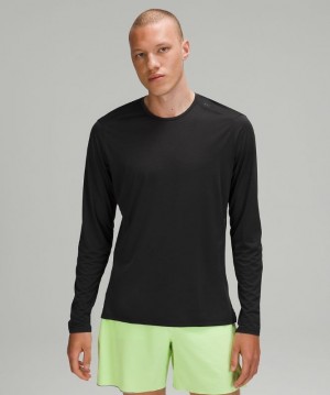 Lululemon Fast and Free Long Sleeve Erkek Üstler Siyah Siyah | EZXW-31764