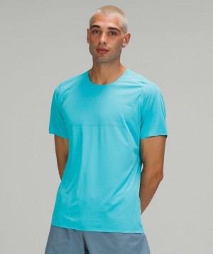 Lululemon Fast and Free Short Sleeve Shirt Breathe Erkek Üstler Turkuaz | BFGJ-19253