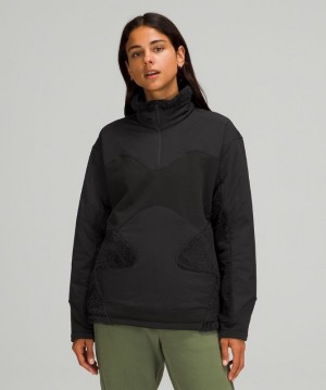 Lululemon Fleece Insulated Pullover Kadın Mont Siyah | DQJL-91375