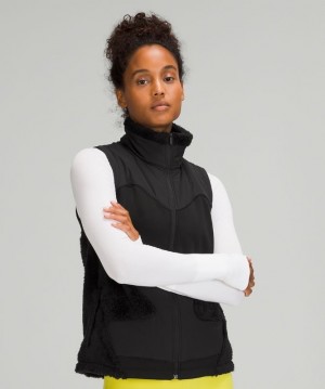Lululemon Fleece Insulated Vest Kadın Mont Siyah | VQSU-43012