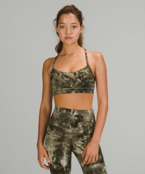 Lululemon Flow Y Bra Nulu Kadın Spor Sütyeni Açık Zeytin Yeşili | GHDS-46875