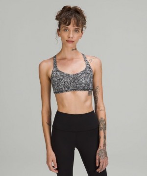 Lululemon Free to Be Bra - Wild Light Support Kadın Spor Sütyeni Beyaz Siyah Sarı | JNSI-68041