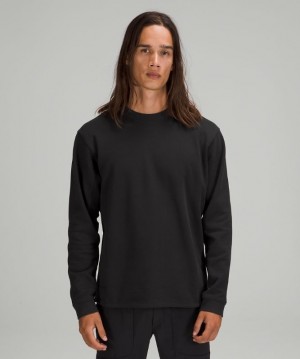Lululemon French Terry Oversized Long Sleeve Crew Erkek Tişörtü Siyah | SXUO-60924