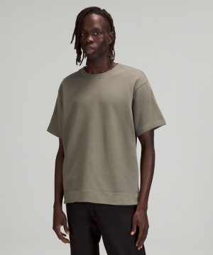 Lululemon French Terry Oversized Short Sleeve Crew Erkek Üstler Gri Zeytin Yeşili | LNIZ-83062