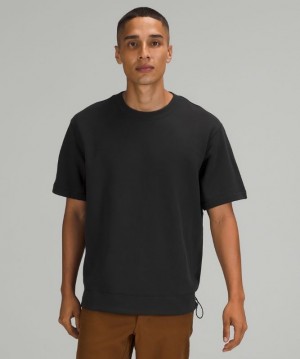 Lululemon French Terry Oversized Short Sleeve Crew Erkek Üstler Siyah | FZEP-31950