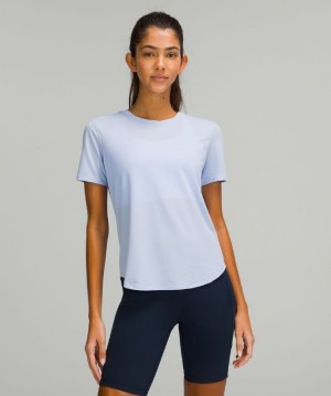 Lululemon High Neck Running and Training T-Shirt Kadın Üstler Mavi Bej Rengi | ZGPC-96324