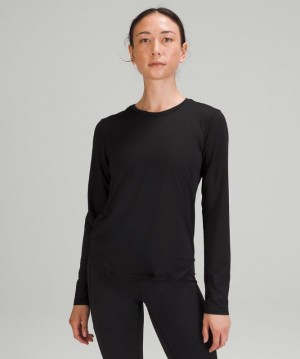 Lululemon High Neck Running and Training Long Sleeve Shirt Kadın Üstler Siyah | MACB-91652