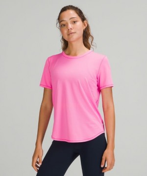 Lululemon High Neck Running and Training T-Shirt Kadın Üstler Pembe Açık | YNEU-34965